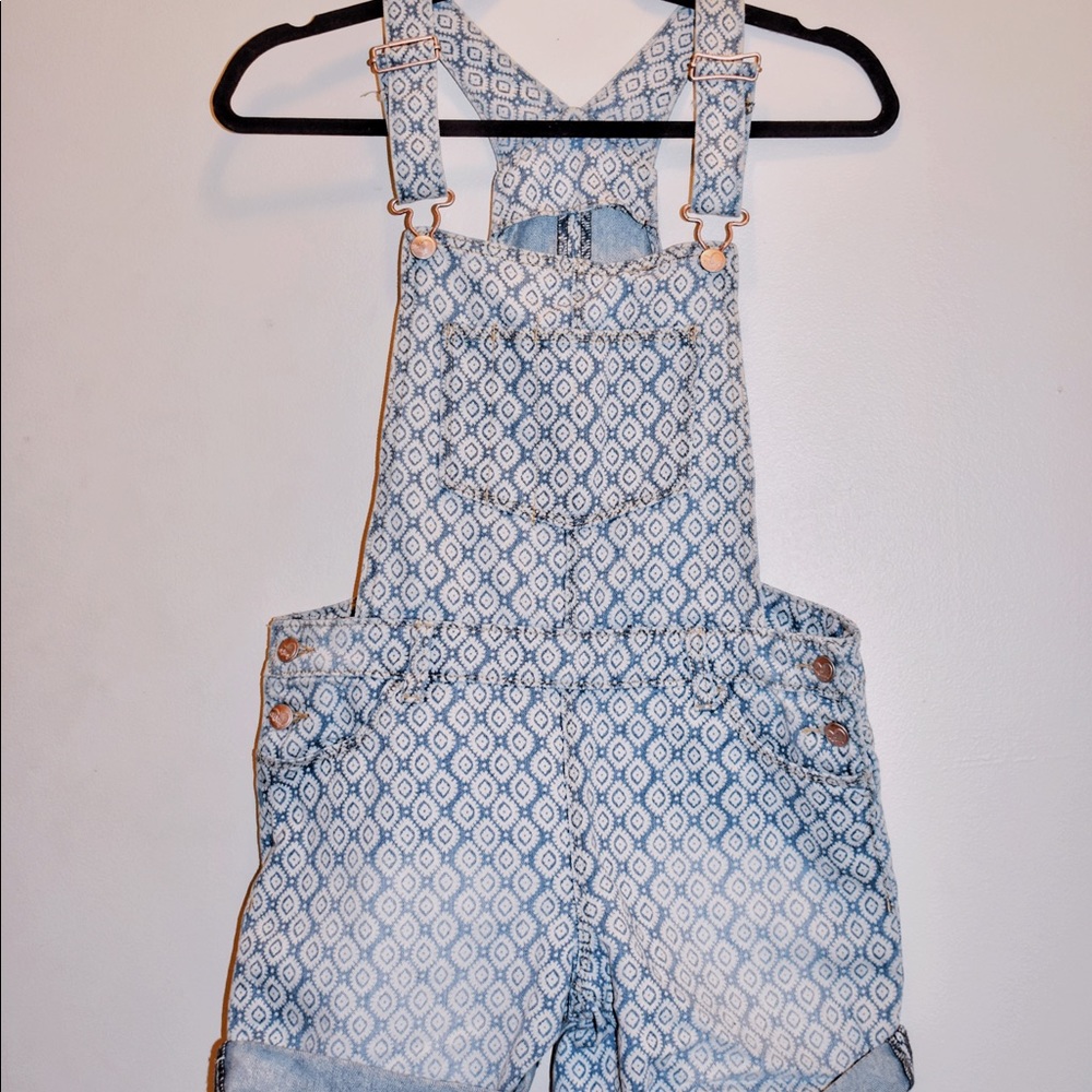 Old Navy Denim Overalls with Patterned Details